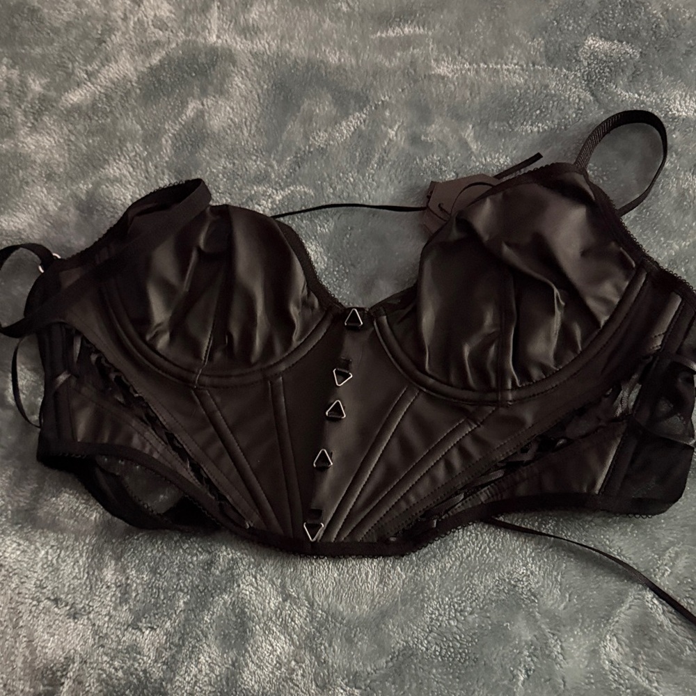 Sophisticated Black Satin Corset Bra
